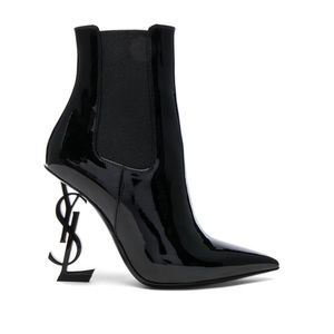 YSL Patent Opium Monogramme Heeled Boots